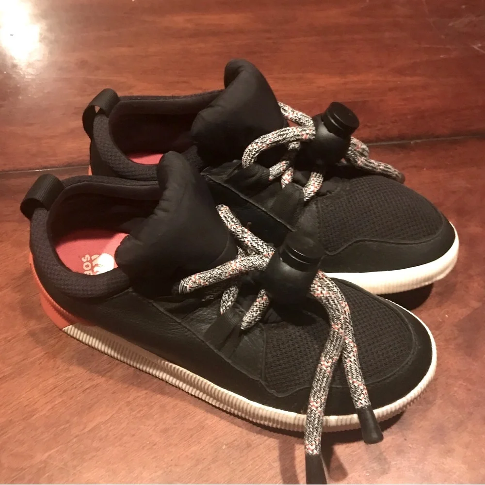 Sorel Out N About Street Sneaker Black White Orange 4277-010 Women’s Size 9 - Picture 5 of 15